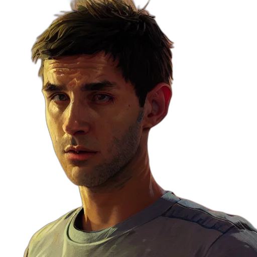 face, staff, jacket, photorealistic transparent PNG cut-out
