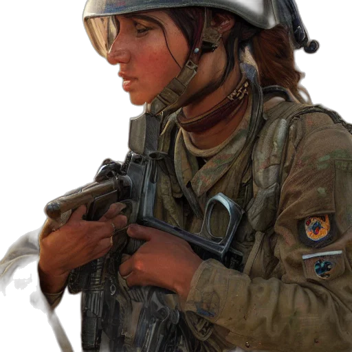weapon, staff, jacket, face transparent PNG cut-out