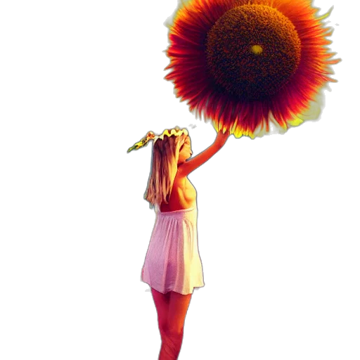 flower, staff, umbrella, dress transparent PNG cut-out