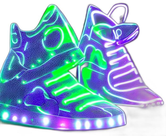 shoes, vaporwave, cyberpunk, 3d render transparent PNG cut-out