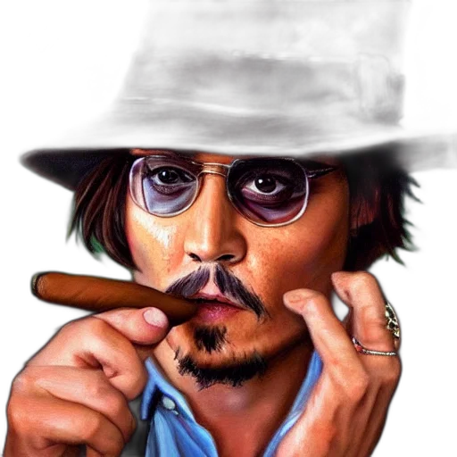 hat, face, photorealistic, comic book art transparent PNG cut-out