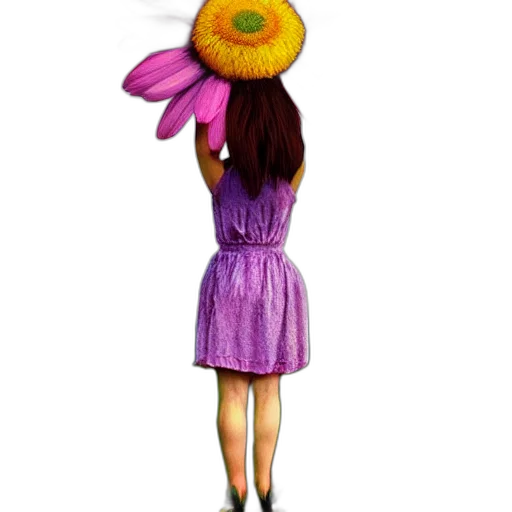 dress, hat, flower, staff transparent PNG cut-out