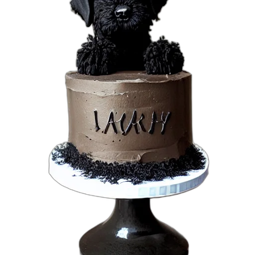 3d render, black, goldendoodle, birthday transparent PNG cut-out