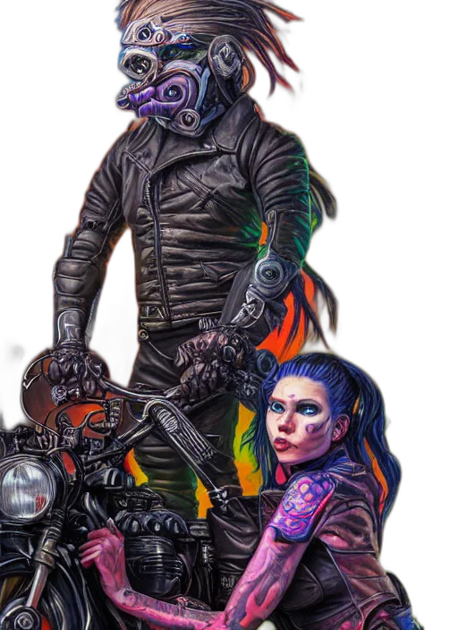 jacket, mask, cyberpunk, comic book art transparent PNG cut-out