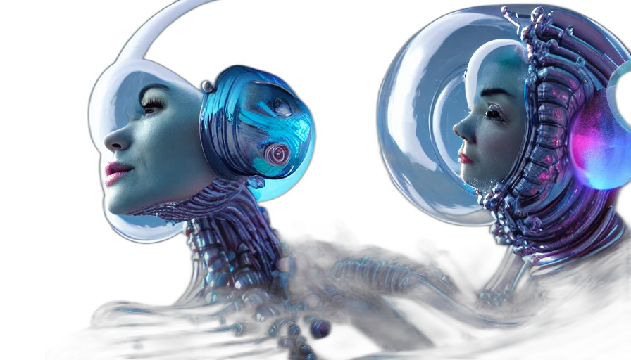 robot, concept art, 3d render, fantasy art transparent PNG cut-out