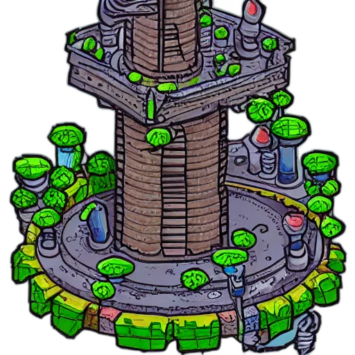 building, pixel art, concept art, 3d render transparent PNG cut-out