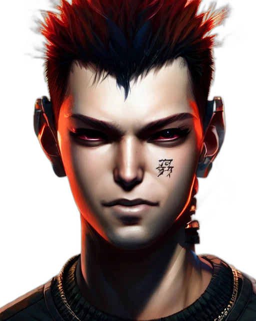 face, photorealistic, cyberpunk, fantasy art transparent PNG cut-out
