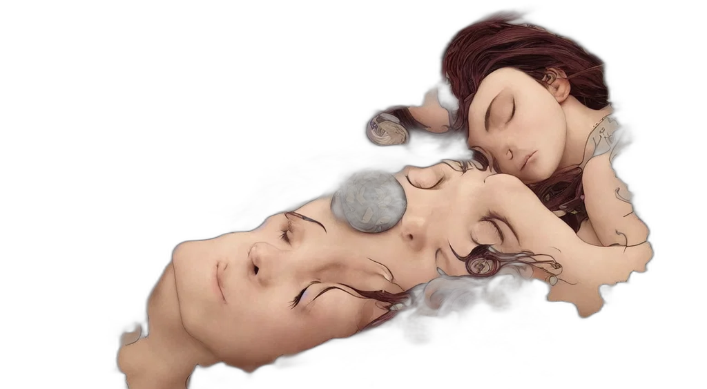 mask, face, hair, photorealistic transparent PNG cut-out