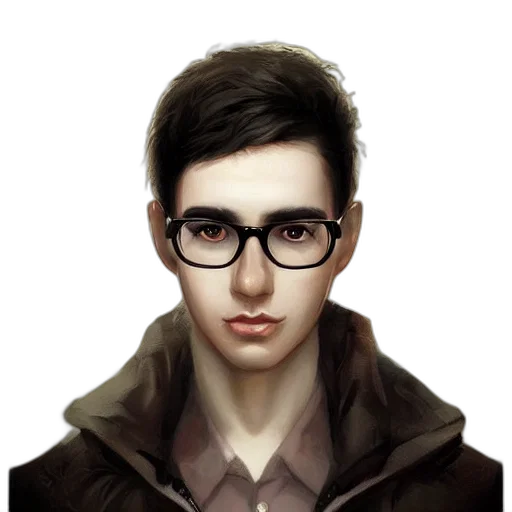face, jacket, staff, photorealistic transparent PNG cut-out