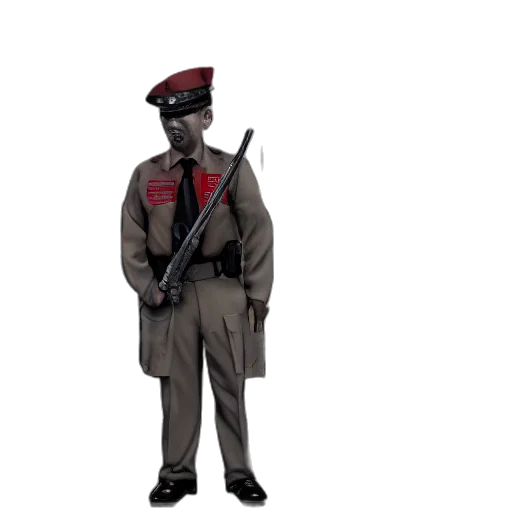 staff, weapon, jacket, hat transparent PNG cut-out