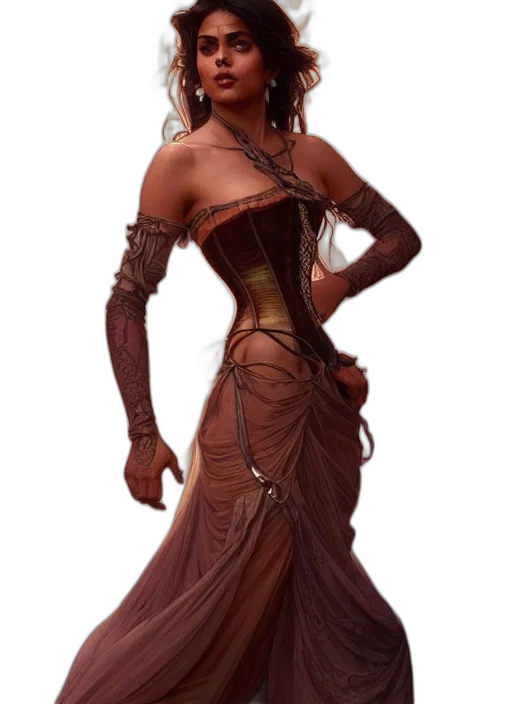 dress, staff, concept art, fantasy art transparent PNG cut-out