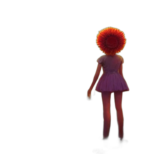 dress, hair, creature, staff transparent PNG cut-out