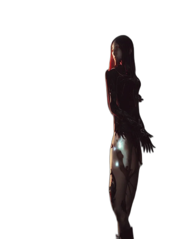 dress, creature, robot, staff transparent PNG cut-out