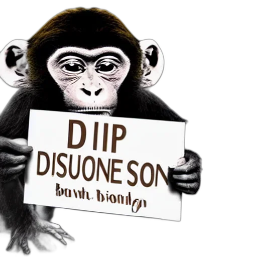 monkey, holding, sign, text transparent PNG cut-out