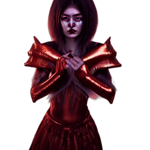 dress, mask, staff, creature transparent PNG cut-out