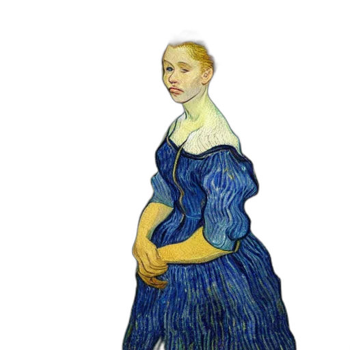 dress, staff, face, oil painting transparent PNG cut-out