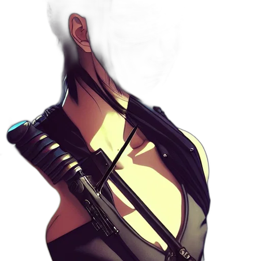 weapon, jacket, mask, staff transparent PNG cut-out