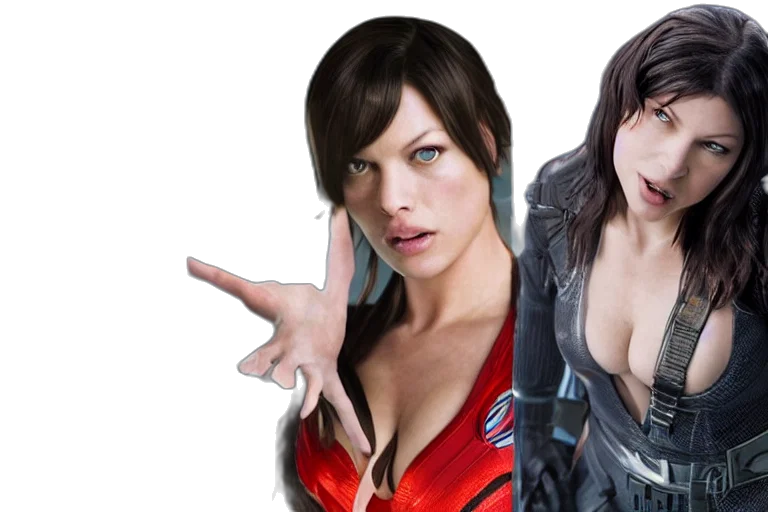 photorealistic, 3d render, mila, jovovich transparent PNG cut-out