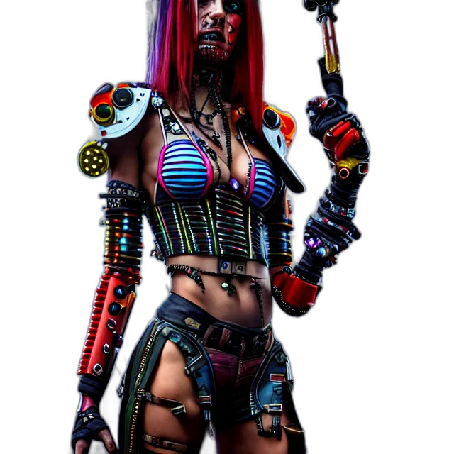 robot, staff, weapon, cyberpunk transparent PNG cut-out