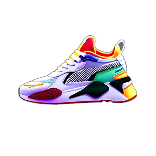 shoes, 3d render, vaporwave, colorful transparent PNG cut-out