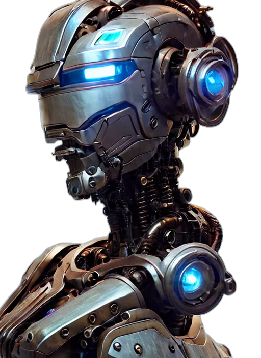 robot, weapon, face, concept art transparent PNG cut-out