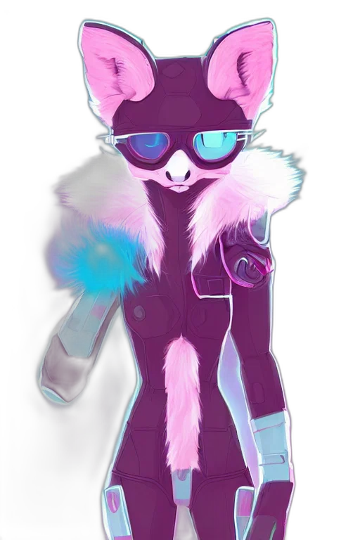 jacket, staff, creature, vaporwave transparent PNG cut-out