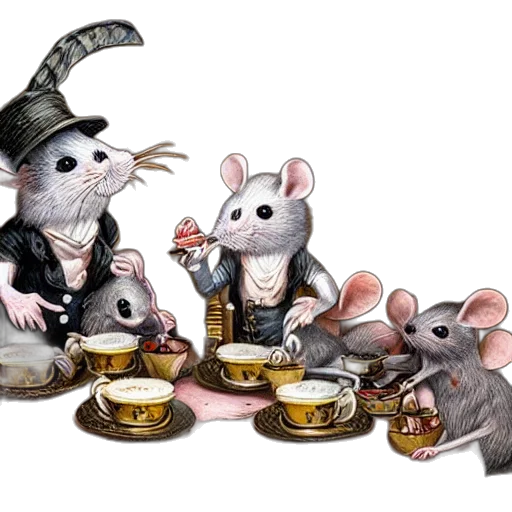 concept art, 3d render, mice, tea transparent PNG cut-out