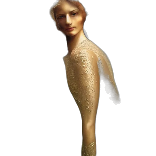 dress, staff, hair, creature transparent PNG cut-out