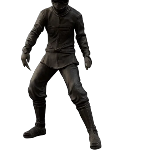 mask, jacket, staff, weapon transparent PNG cut-out
