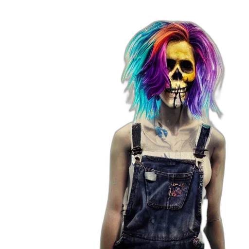 mask, dress, hair, cyberpunk transparent PNG cut-out