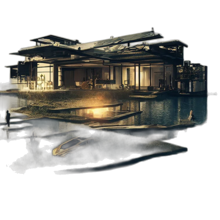 building, concept art, photorealistic, 3d render transparent PNG cut-out