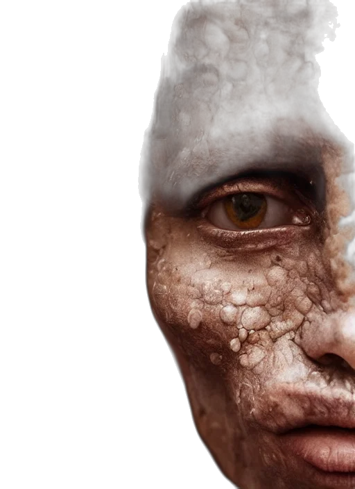 face, mask, creature, photorealistic transparent PNG cut-out