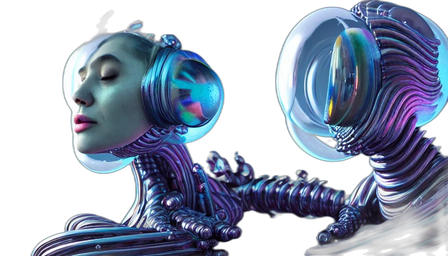 robot, concept art, 3d render, cyberpunk transparent PNG cut-out