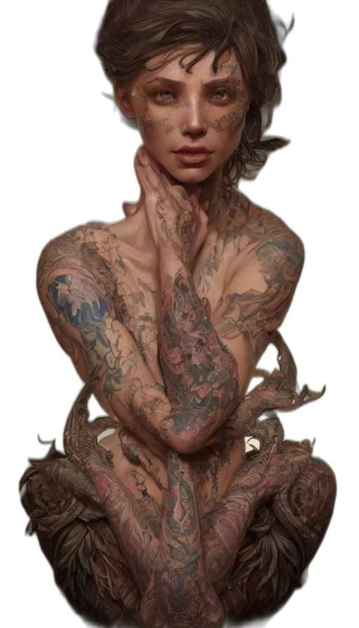 creature, dragon, face, dress transparent PNG cut-out