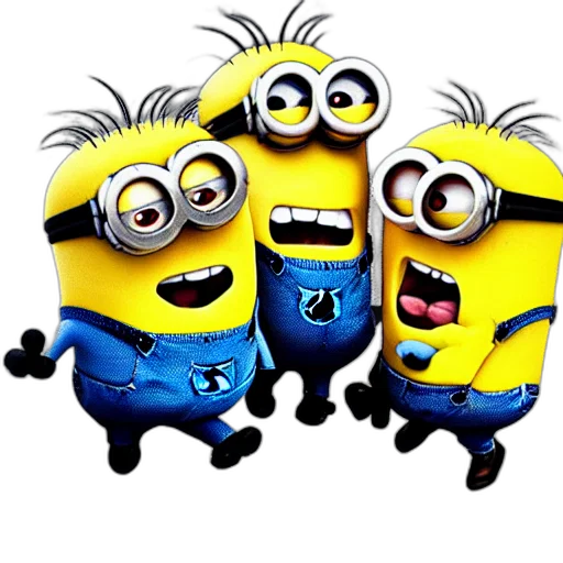 cartoon, 3d render, minions, burning transparent PNG cut-out