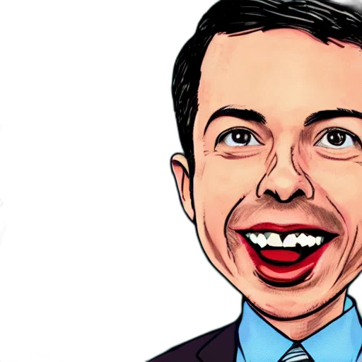 cartoon, comic book art, pete, buttigieg transparent PNG cut-out