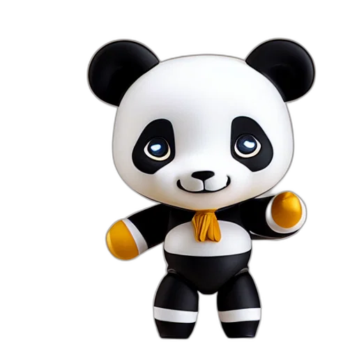 3d render, concept art, panda, nendoroid transparent PNG cut-out