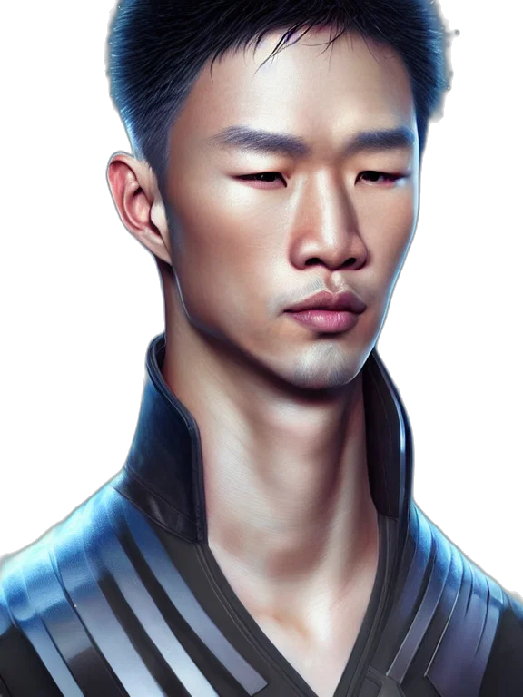 face, staff, jacket, photorealistic transparent PNG cut-out