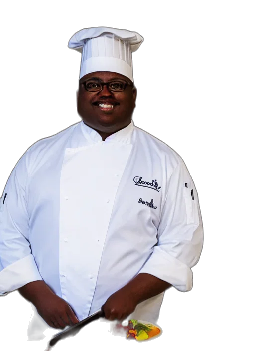 staff, food, jacket, hat transparent PNG cut-out
