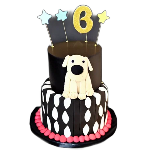 3d render, black, goldendoodle, birthday transparent PNG cut-out