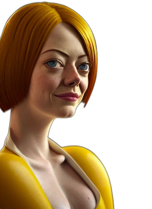 face, dress, 3d render, photorealistic transparent PNG cut-out