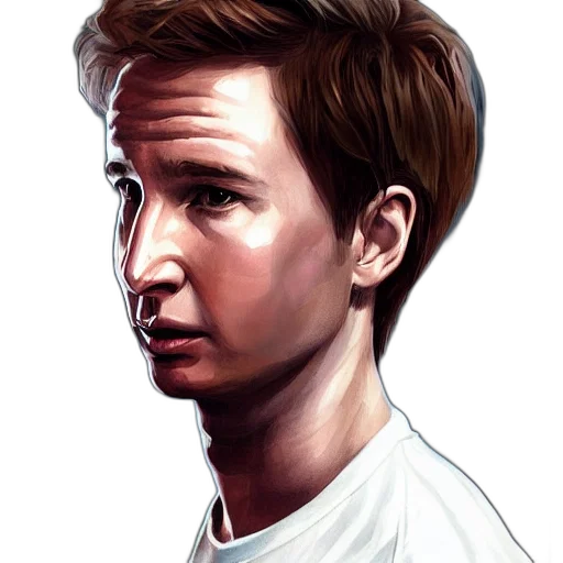 face, hair, staff, photorealistic transparent PNG cut-out