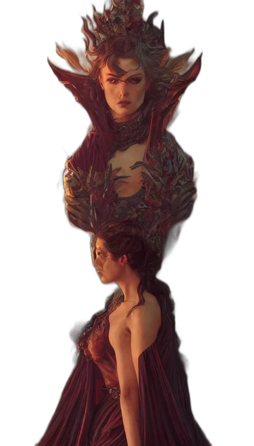dress, crown, creature, face transparent PNG cut-out