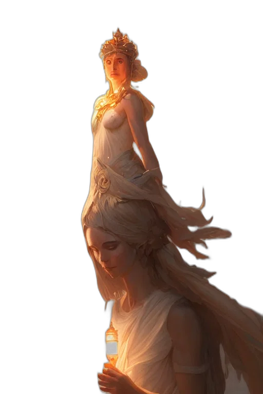 dress, crown, dragon, staff transparent PNG cut-out