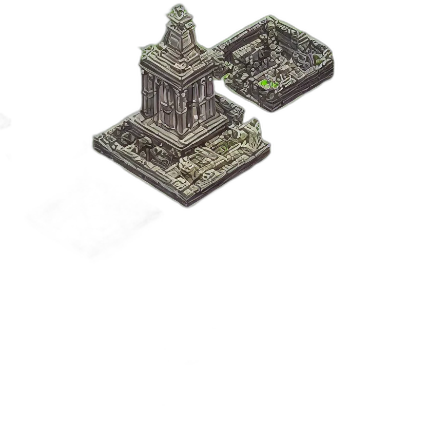 building, crown, weapon, 3d render transparent PNG cut-out