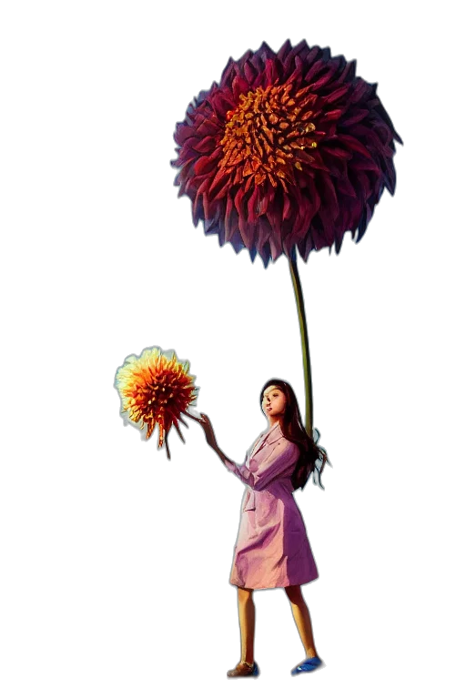 flower, staff, umbrella, dress transparent PNG cut-out