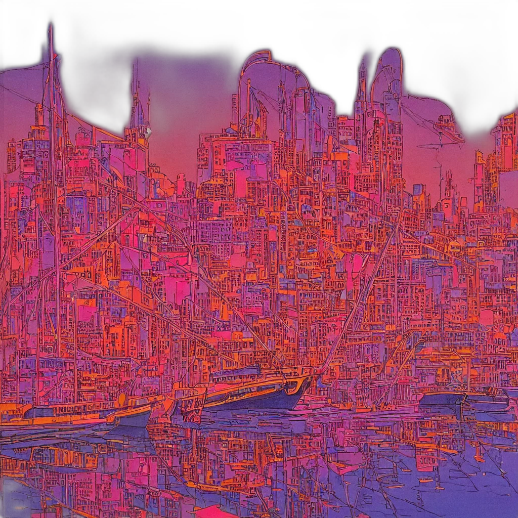 robot, building, mask, vaporwave transparent PNG cut-out