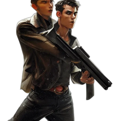 jacket, weapon, concept art, comic book art transparent PNG cut-out