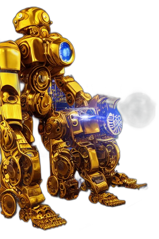robot, weapon, concept art, 3d render transparent PNG cut-out