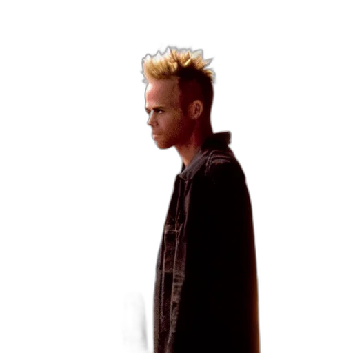 hair, jacket, creature, staff transparent PNG cut-out